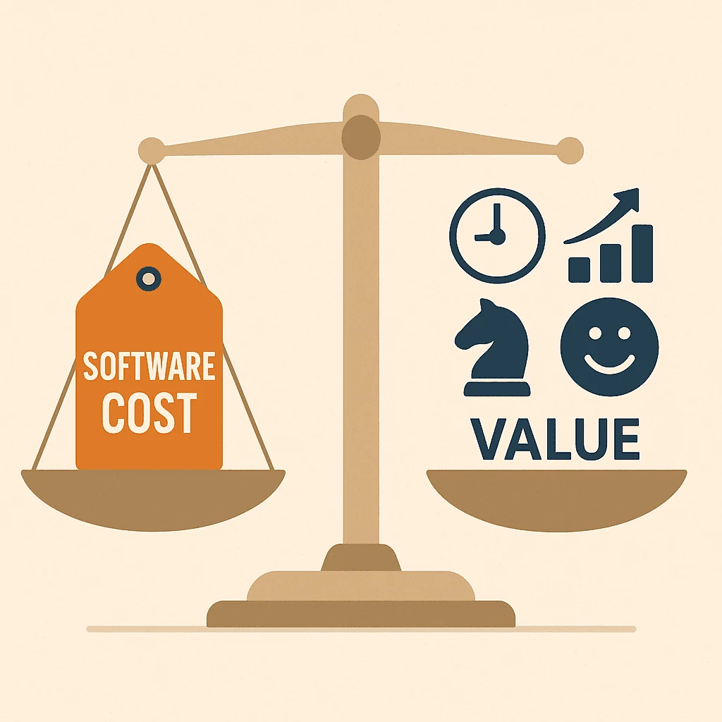 Scales weighing software cost against value